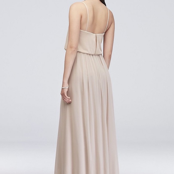 David’s Bridal Spaghetti Strap Mesh Blouson Dress - Picture 3 of 16